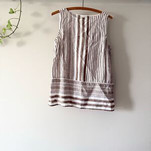 J.jill striped linen sleeveless top S‎